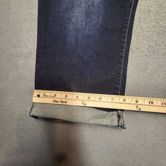 Arizona Jeans Juniors 19 Blue Capri Rolled Cuff Crop Distressed Stretch Denim - Picture 4 of 9